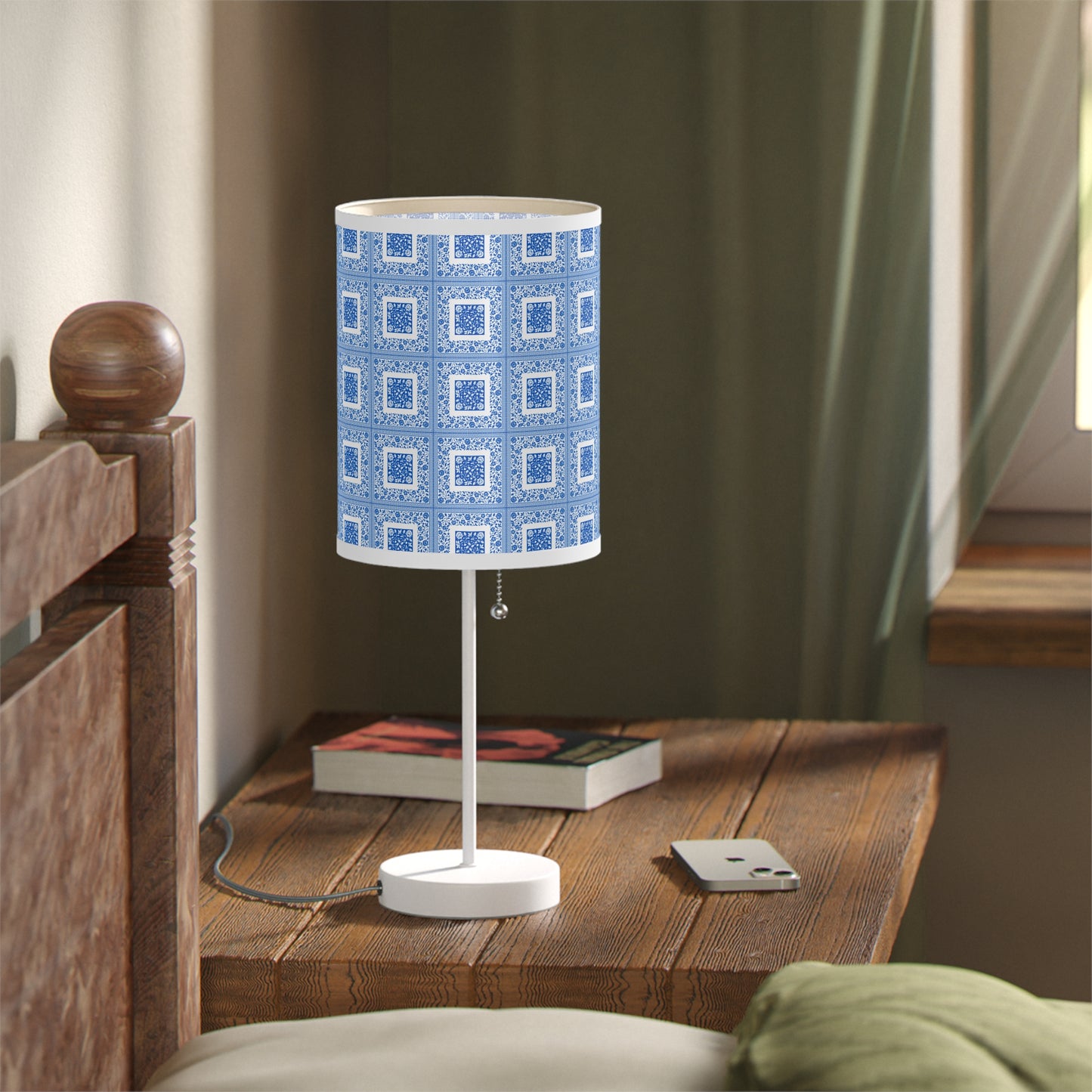 China Blue Porcelain Inspired Lamp, US|CA plug (Bulb Not Included)